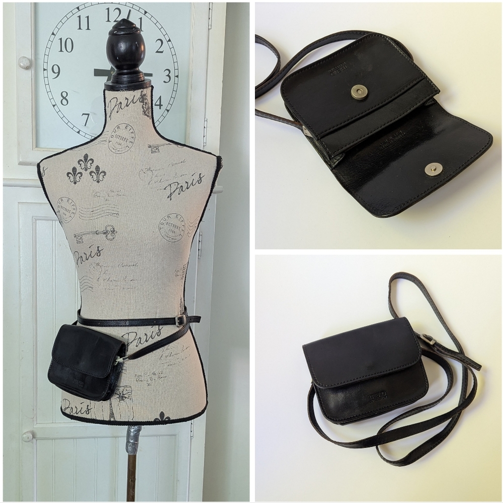 Vintage Leather Belt Bag/ Crossbody